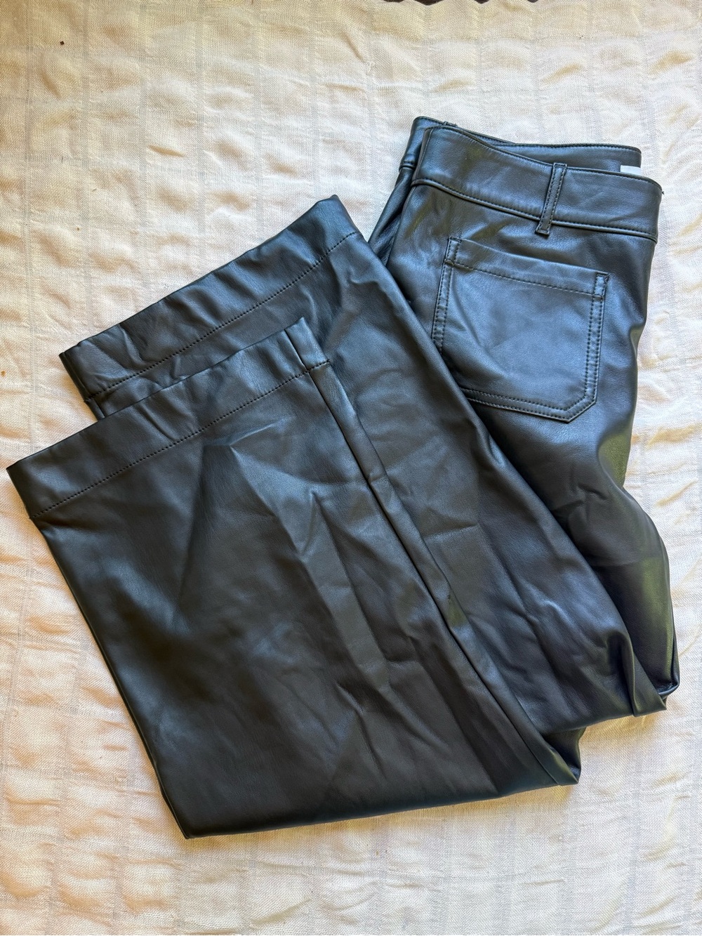 LOFT Black Wide-Leg Faux-Leather Pants - Picture 4 of 4